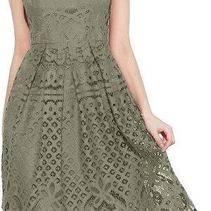 Womens Fashion Sleeveless Lace Fit Elegant Cocktail Party Dress,